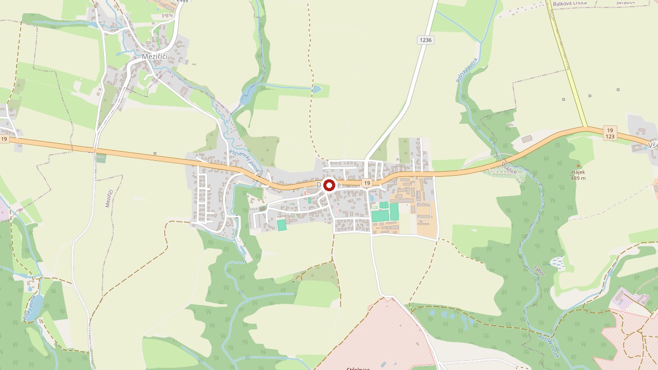 Mapa s vyznačeným sídlem: Dražice 256, 391 31 Dražice, Česká republika